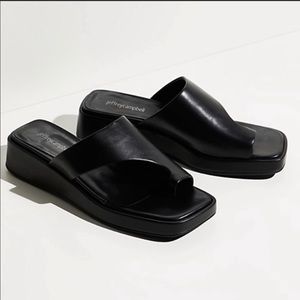 Jeffrey Campbell black slide-on sandals